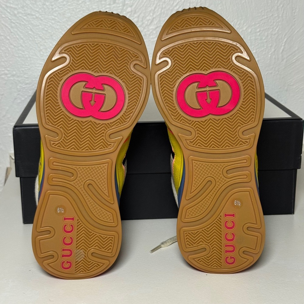 NEW Gucci Ultrapace RT Mid Top Sneakers Yellow Pink Blue M 6.5/ W 8-8.5 - Picture 7 of 15